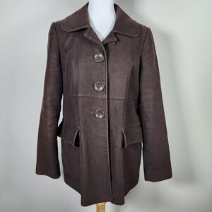 GAP Chore Coat Womens Medium Twill Peacoat‎ Jacket Brown Blazer Grandpa Utility